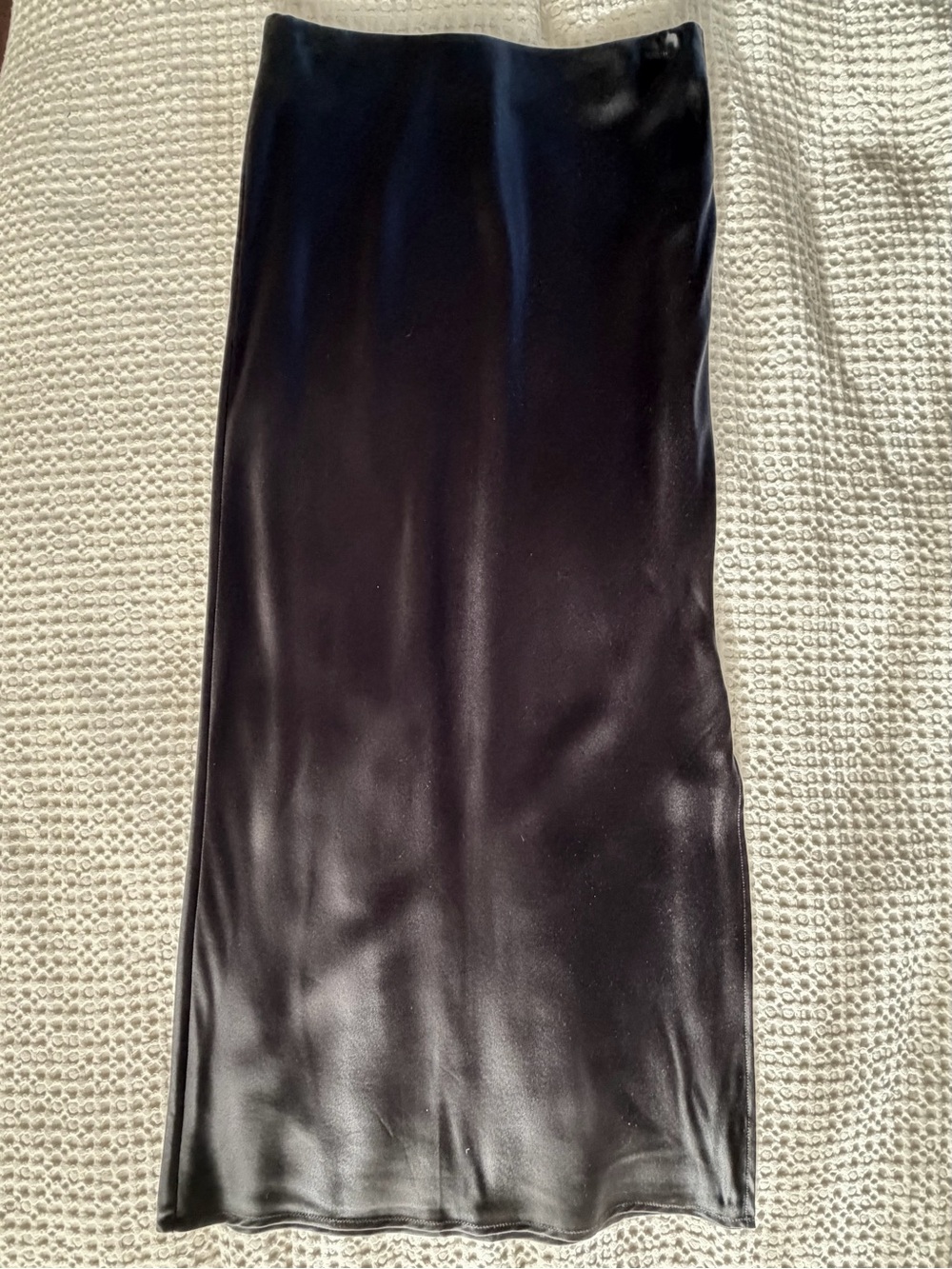 LILYSILK Black 100% Mulberry Silk Bias Cut Midi Skirt Side Slit Size 4 - Picture 11 of 15